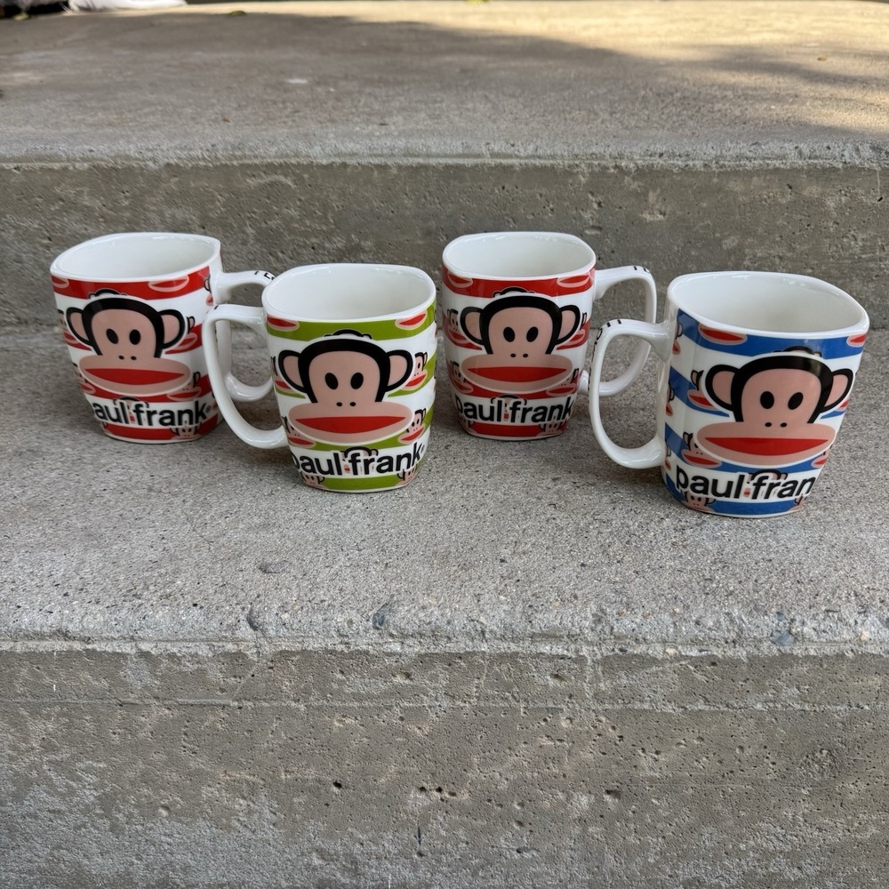 New Y2K Style Paul Frank Monkey‎ Mug Set of 4 Ceramic Collection Millinealcore